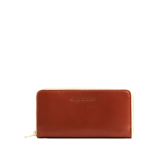 Madrone | Large accordion leather wallet with zipper and PLG logo