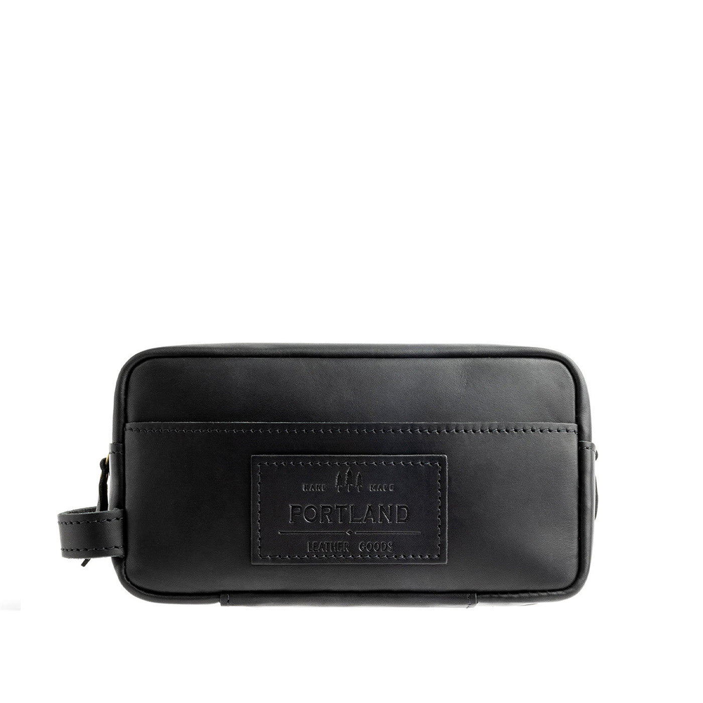 Black | Large rectangular leather dopp kit