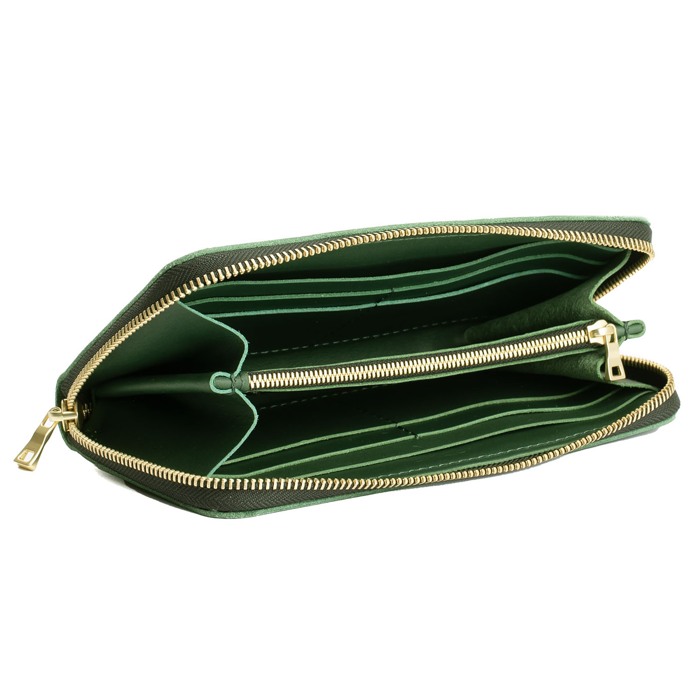 Aruba | Large accordion leather wallet with zipper open