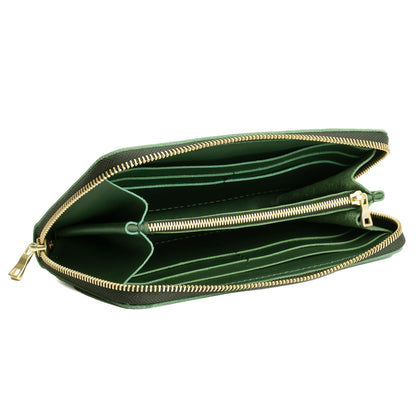 Aruba | Large accordion leather wallet with zipper open