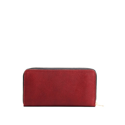 Chili Red | Large accordion leather wallet with zipper and PLG logo