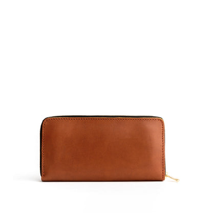 Honey | Large accordion leather wallet with zipper closed