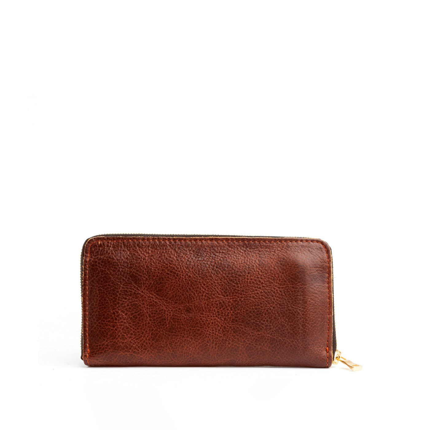 Nutmeg | Large accordion leather wallet with zipper closed