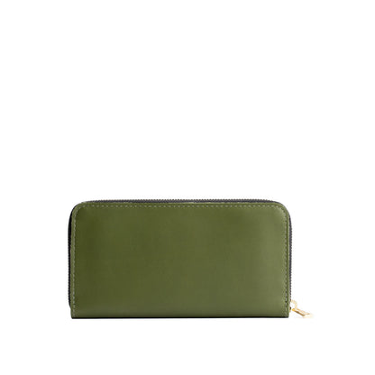 Pine | Large accordion leather wallet with zipper closed