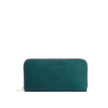 Sea Glass | Large accordion leather wallet with zipper and PLG logo