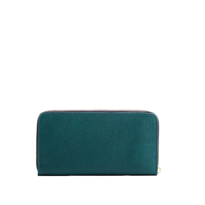 Sea Glass | Large accordion leather wallet with zipper and PLG logo
