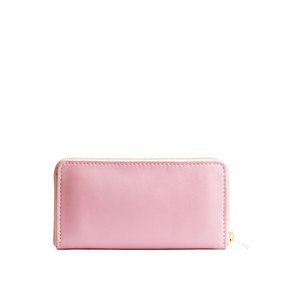 Vintage Pink | Large accordion leather wallet with zipper and PLG logo