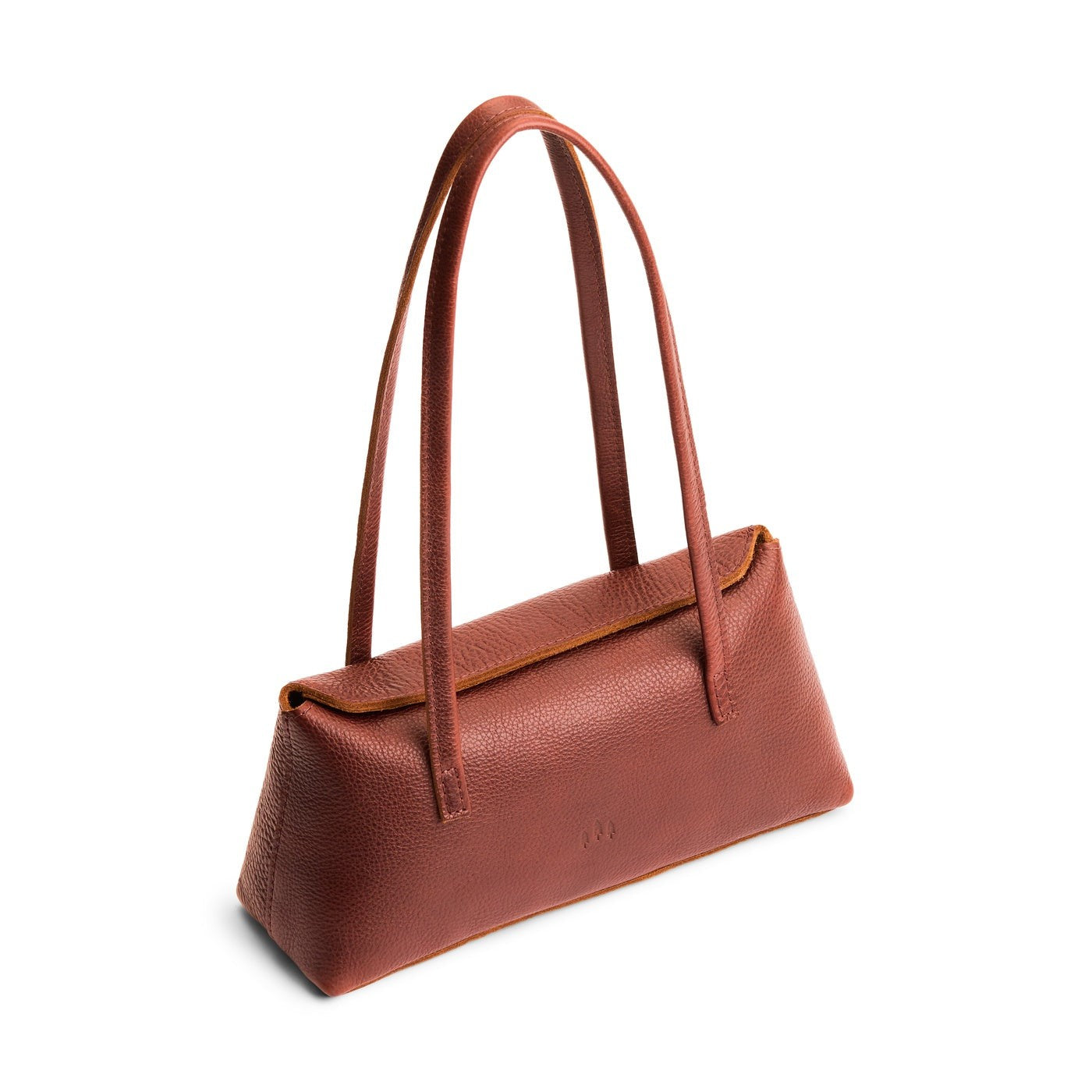 Nutmeg | Leather bowler bag with magnetic closure against a white background