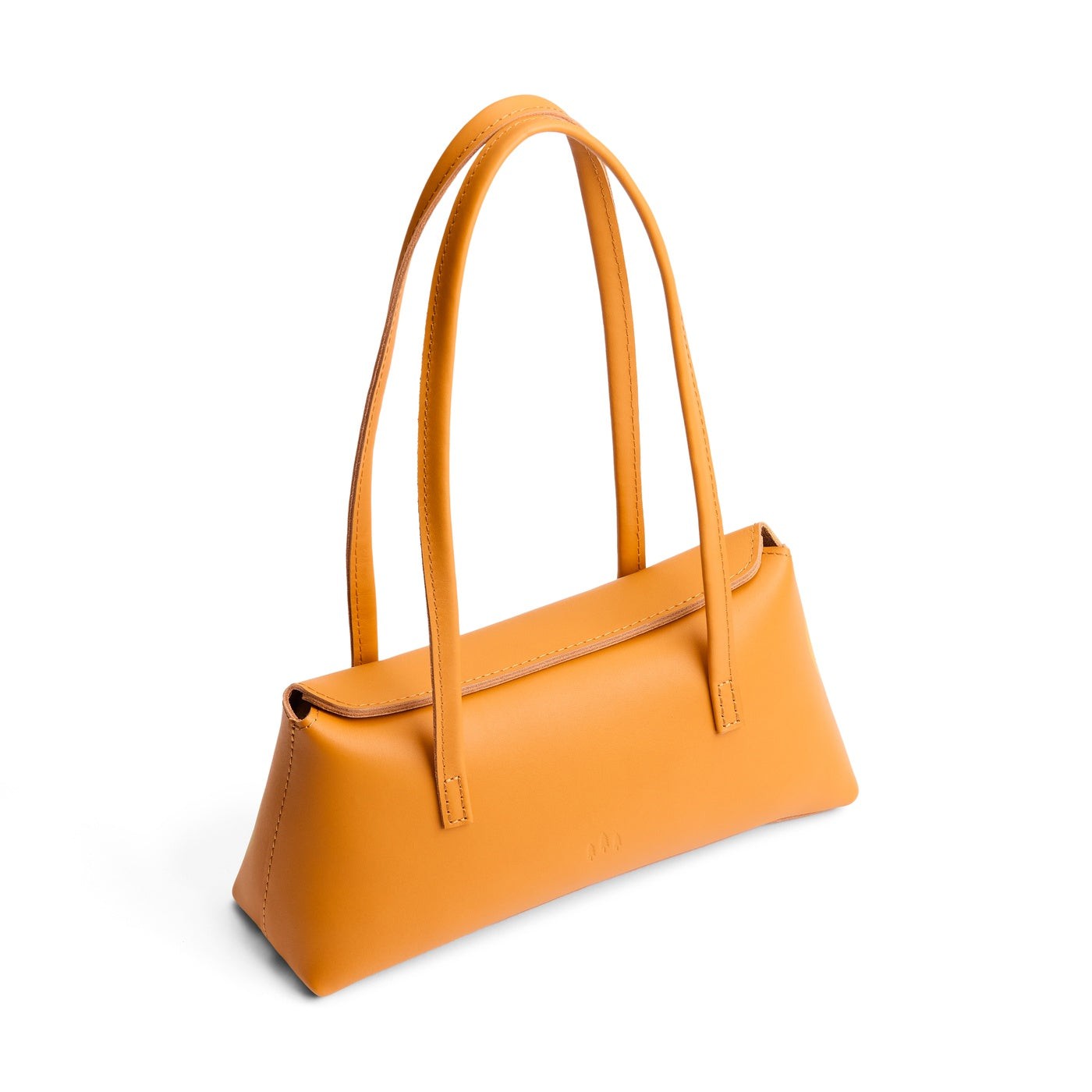 Sunflower | Leather bowler bag with magnetic closure against a white background