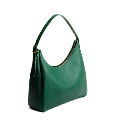 Bacalar*Large | U-shaped, flat-bottomed leather shoulder bag with adjustable strap