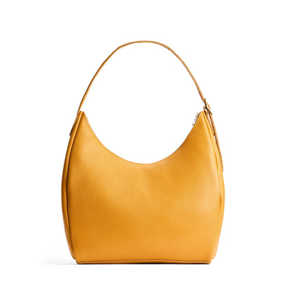 Sunshine*Large | U-shaped, flat-bottomed leather shoulder bag with adjustable strap