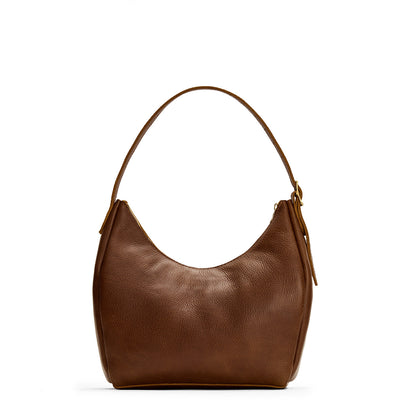Asheville*Medium | U-shaped, flat-bottomed leather shoulder bag with adjustable strap