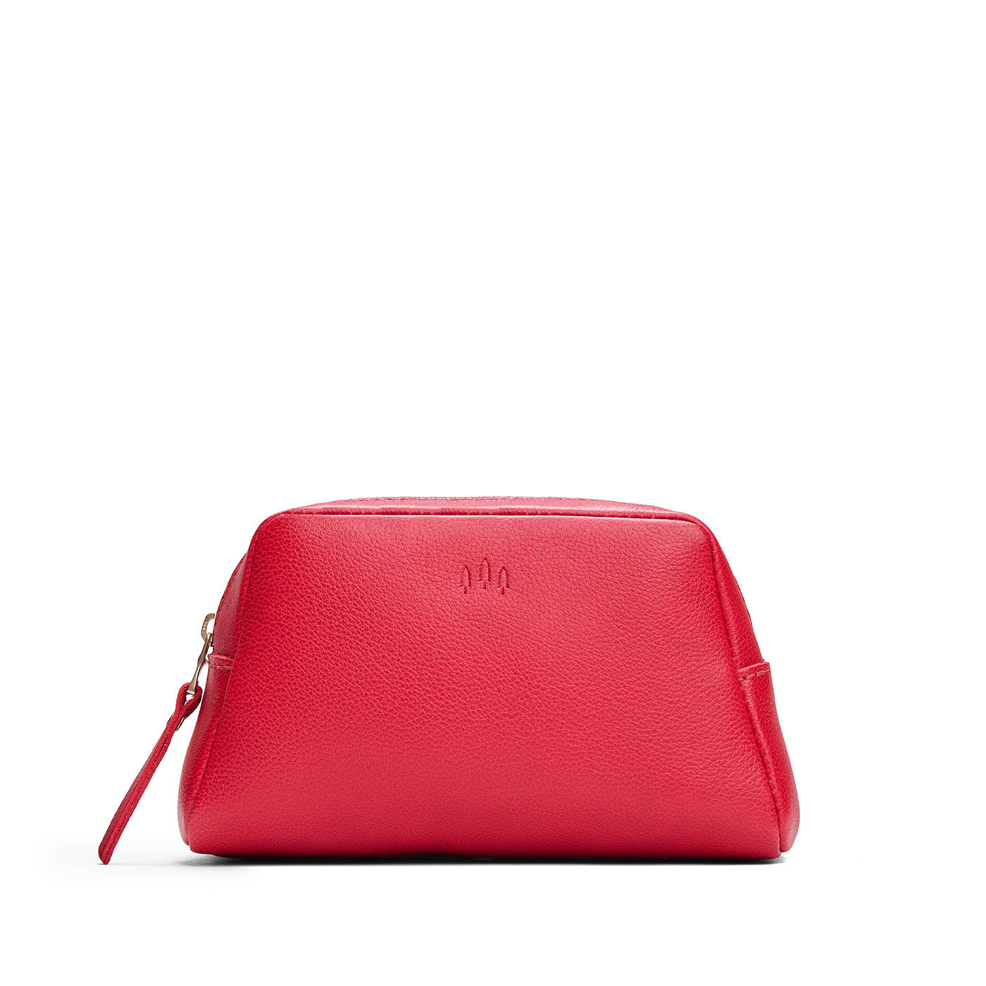 Cherry | Trapezoid pouch with leather zipper pull