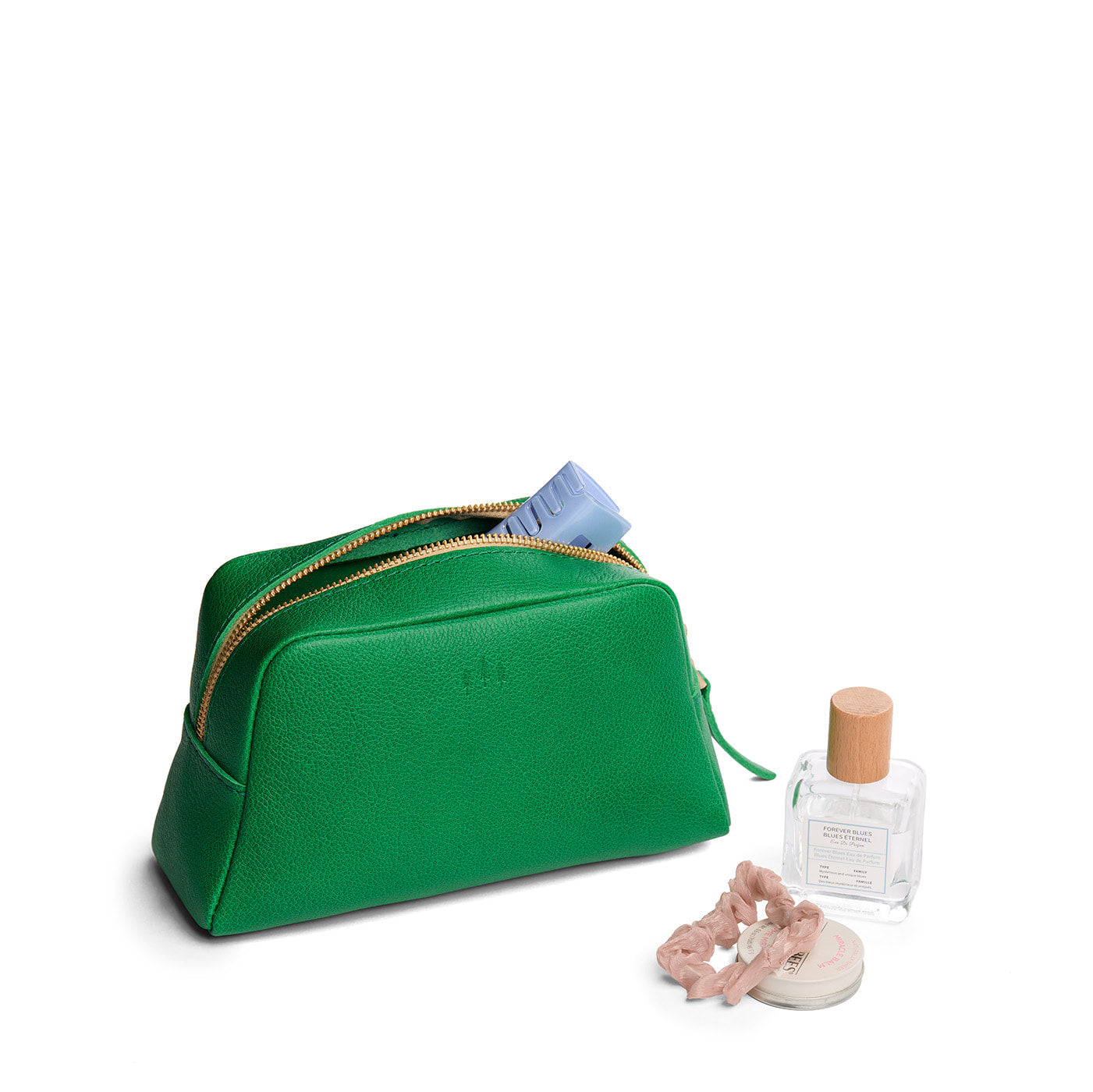 Jolly Green | Trapezoid pouch with leather zipper pull