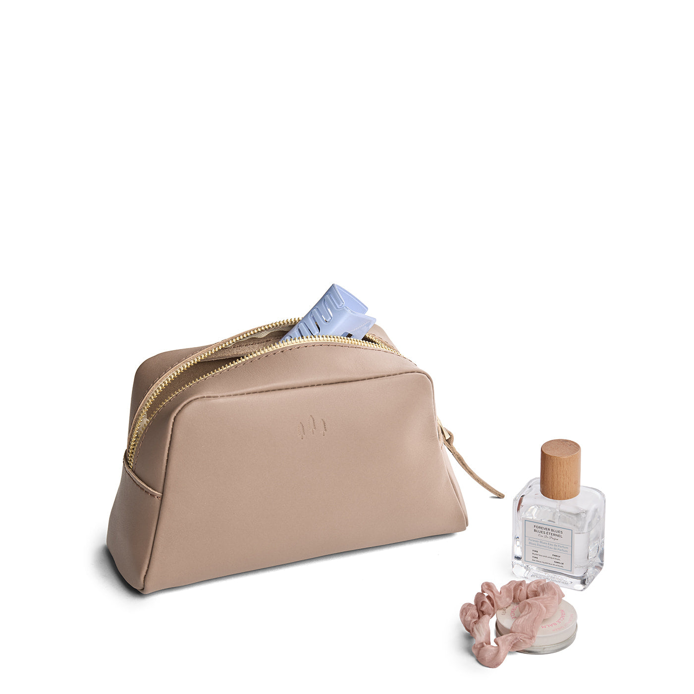 Stone | Trapezoid pouch with leather zipper pull