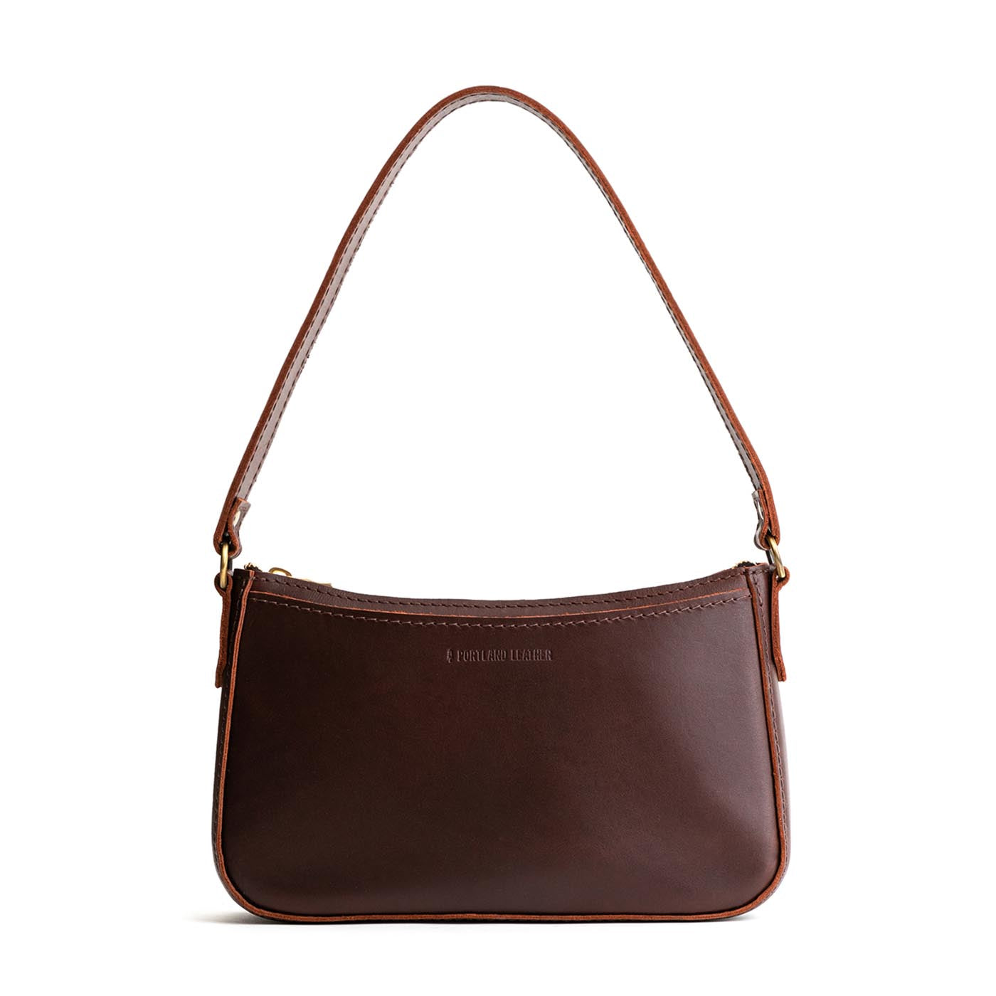 Cognac*Small | Petite bean shaped shoulder bag with a zipper closure