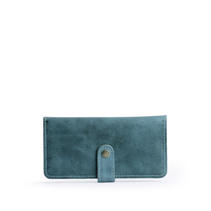 Aqua | Leather wallet with snap closed