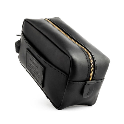 Black | Large rectangular leather dopp kit