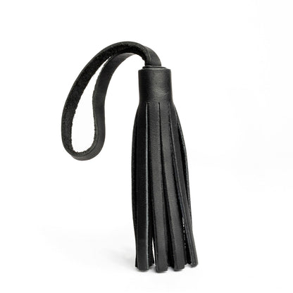 Black*Large | Fringed leather tassel with leather loop