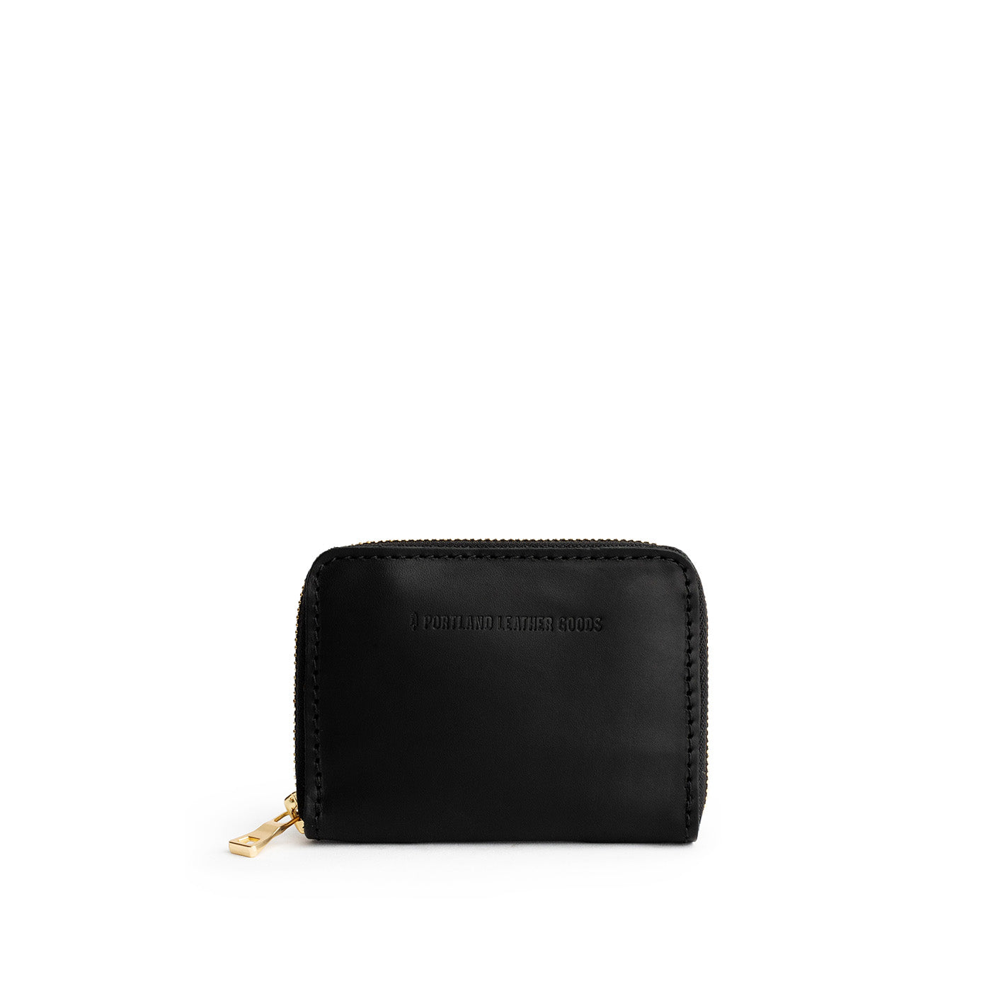 Black | Small leather wallet with zipper and PLG logo
