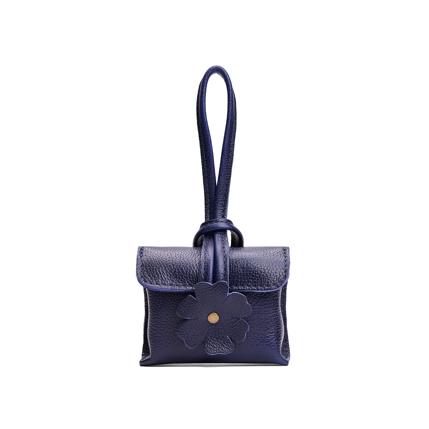 Cobalt | Wristlet pouch with loop strap and a flower design