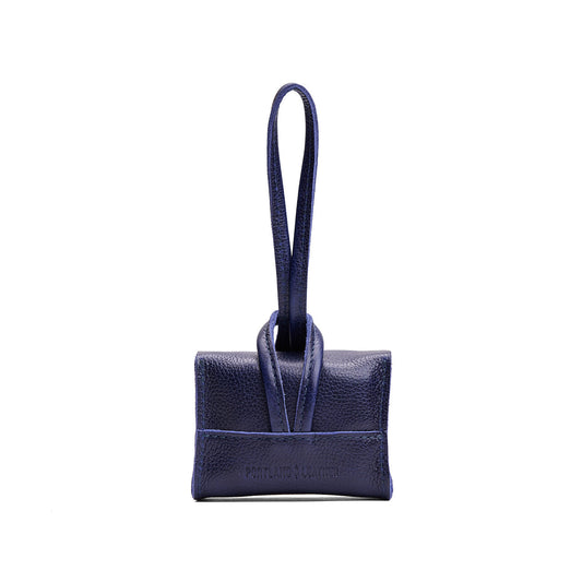 Cobalt | Wristlet pouch with loop strap and a flower design