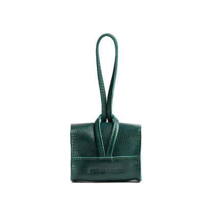 Forest Green | Wristlet pouch with loop strap and a flower design