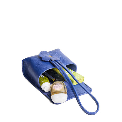 Molino Blue | Wristlet pouch with loop strap and a flower design