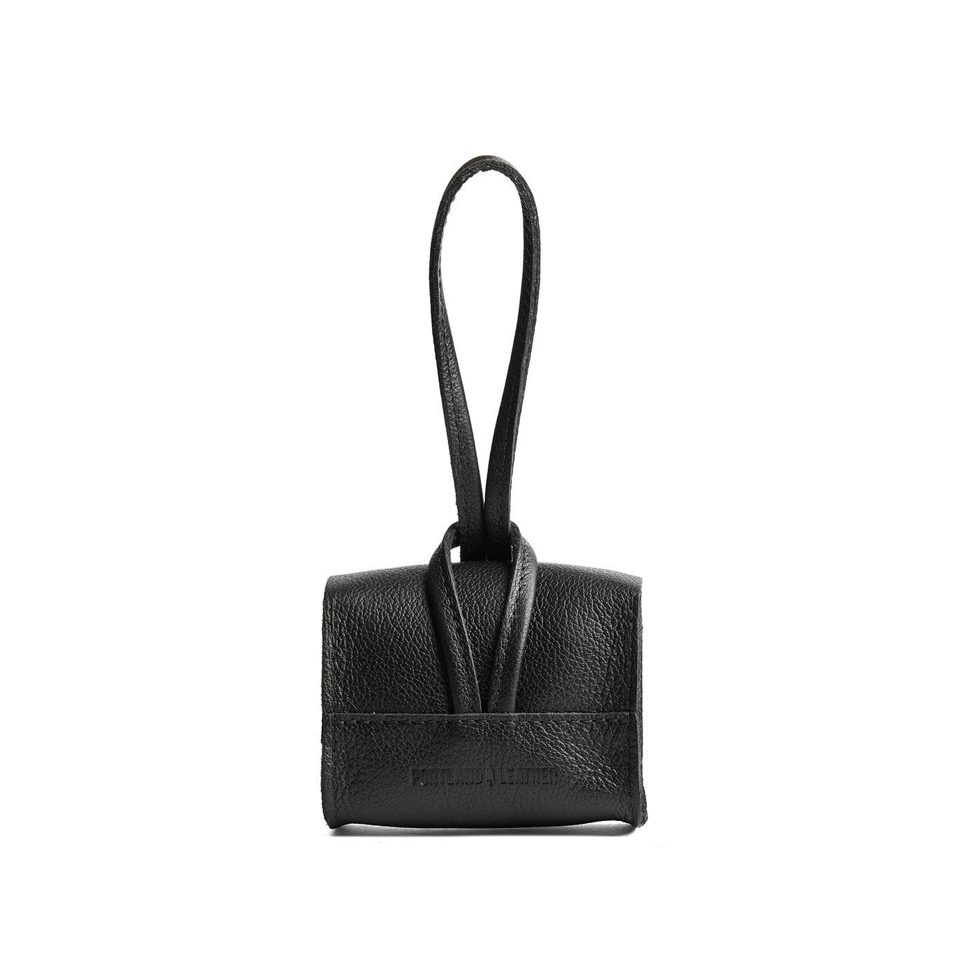 Pebbled--black | Wristlet pouch with loop strap and a flower design