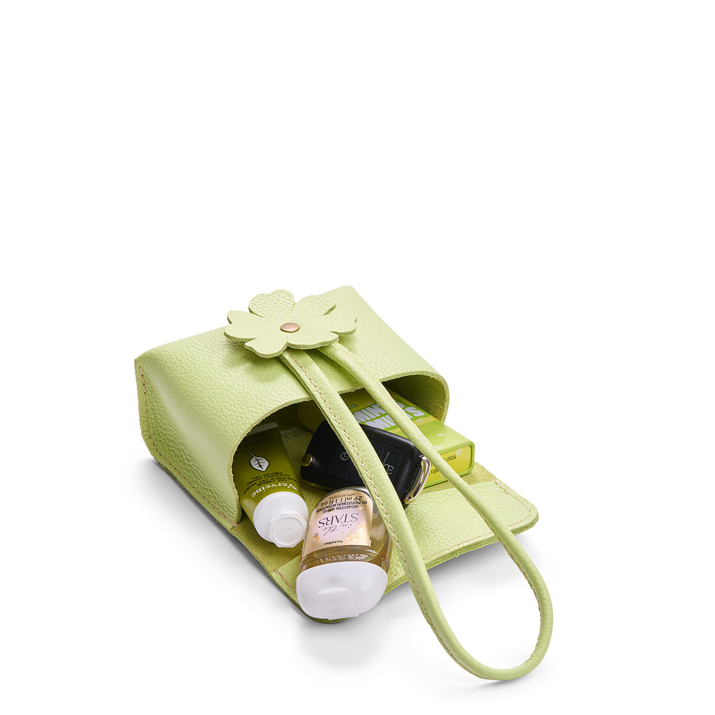 Shadow Lime | Wristlet pouch with loop strap and a flower design