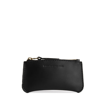 Black*Small | Small pouch with a top zipper and unique curved bottom