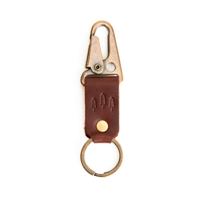 Cognac*Short | leather logo branded keychain