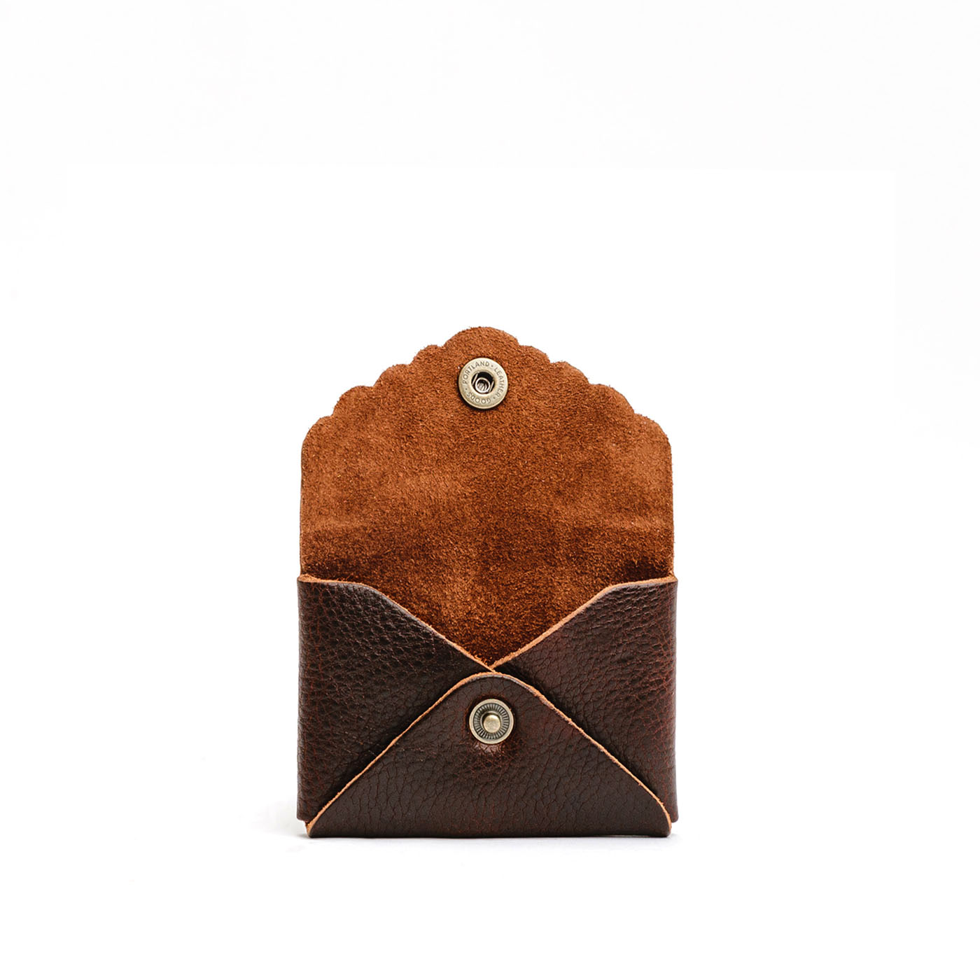 Coldbrew | Small leather wallet with scalloped edge open