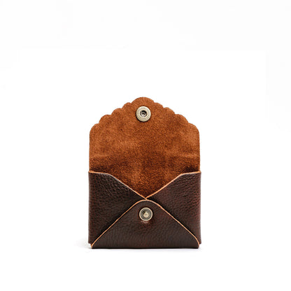 Coldbrew | Small leather wallet with scalloped edge open