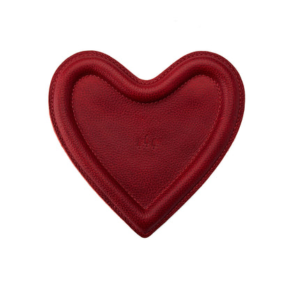 Chili Red | Heart shaped leather tray with stuffed edges