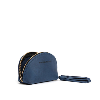 Deep Water | Small leather zippered pouch with tassel