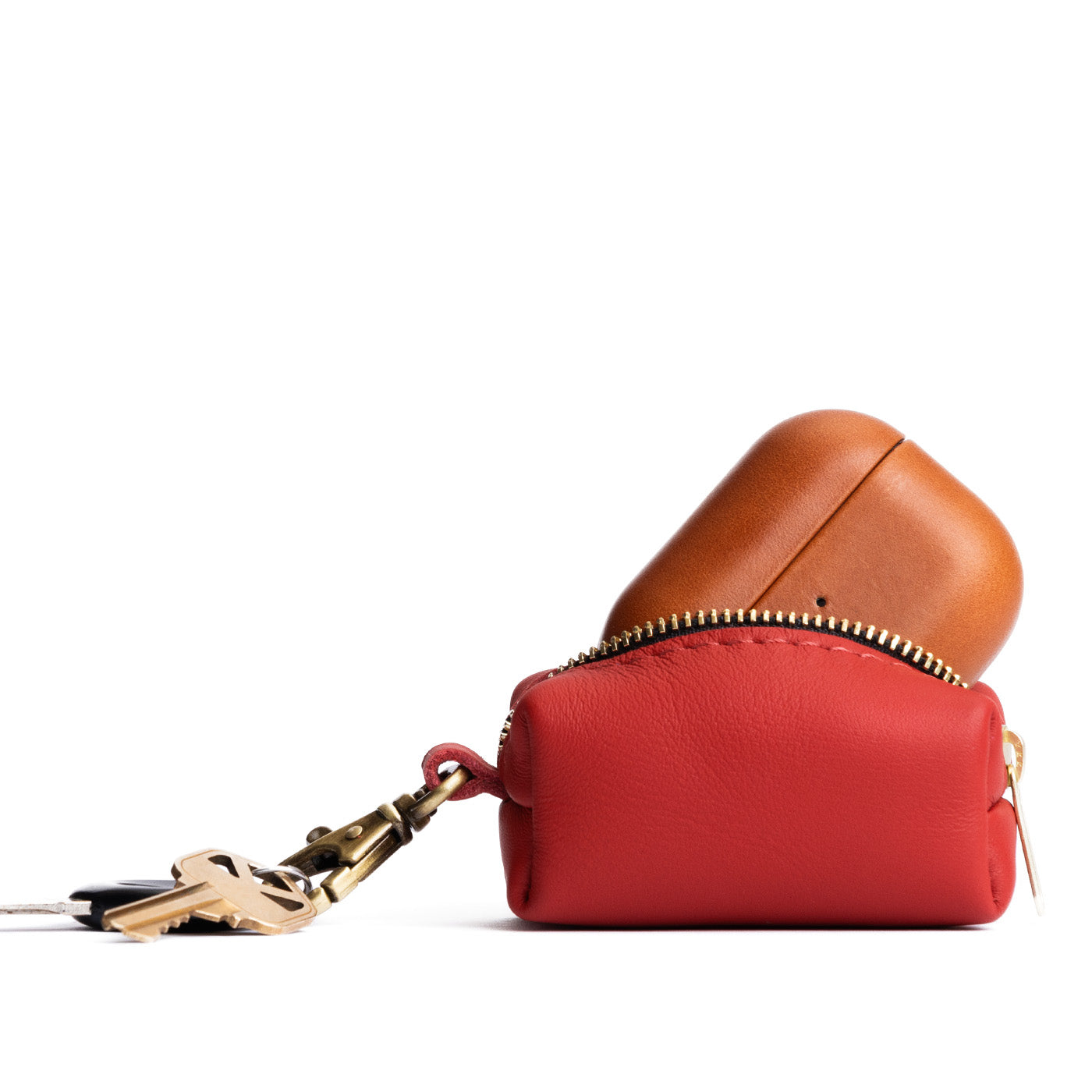 Crimson | Leather small keychain pouch