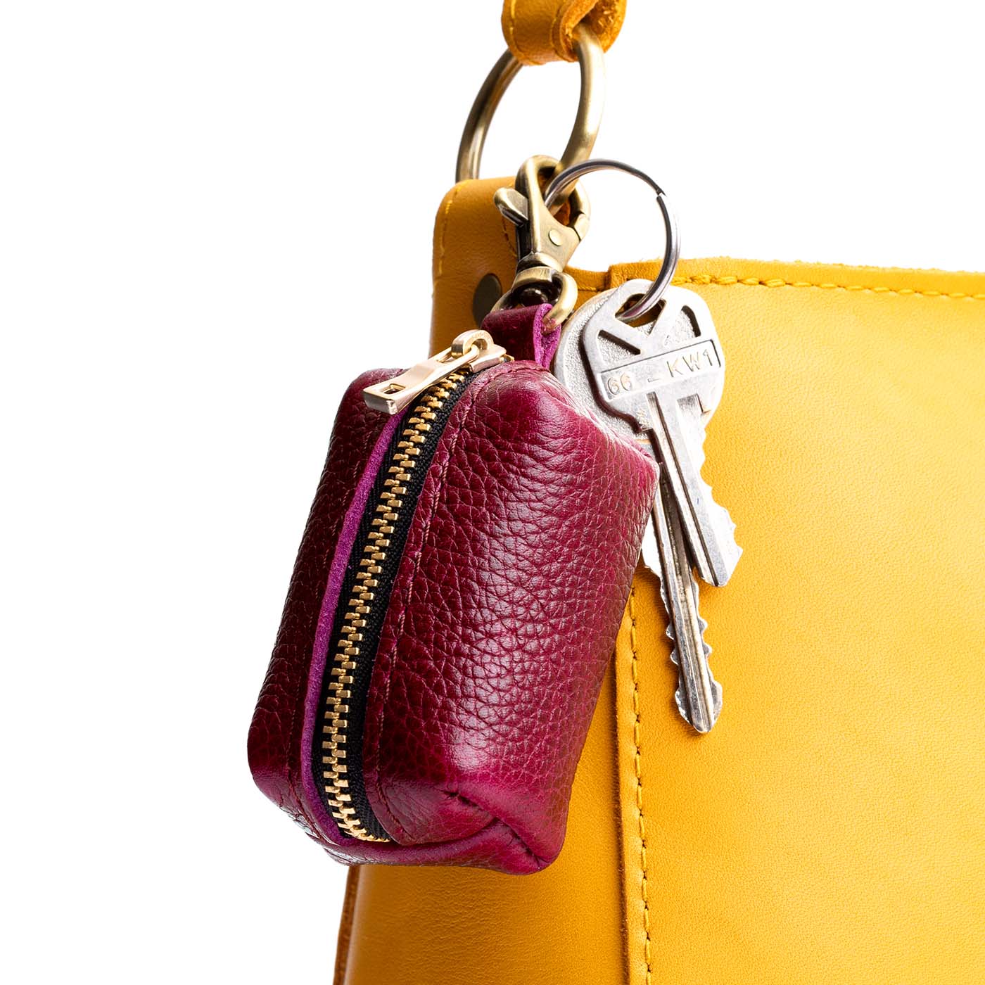 Orchid | Leather small keychain pouch