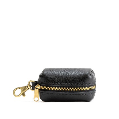 Pebbled--black | Leather small keychain pouch