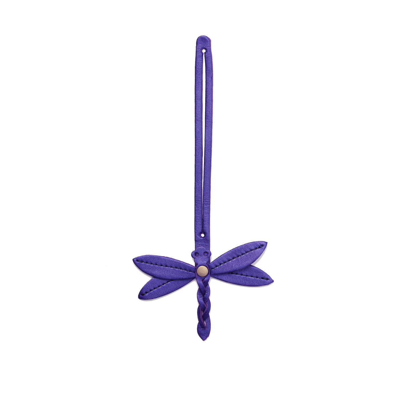 Amethyst | Dragonfly shaped leather charm tassel