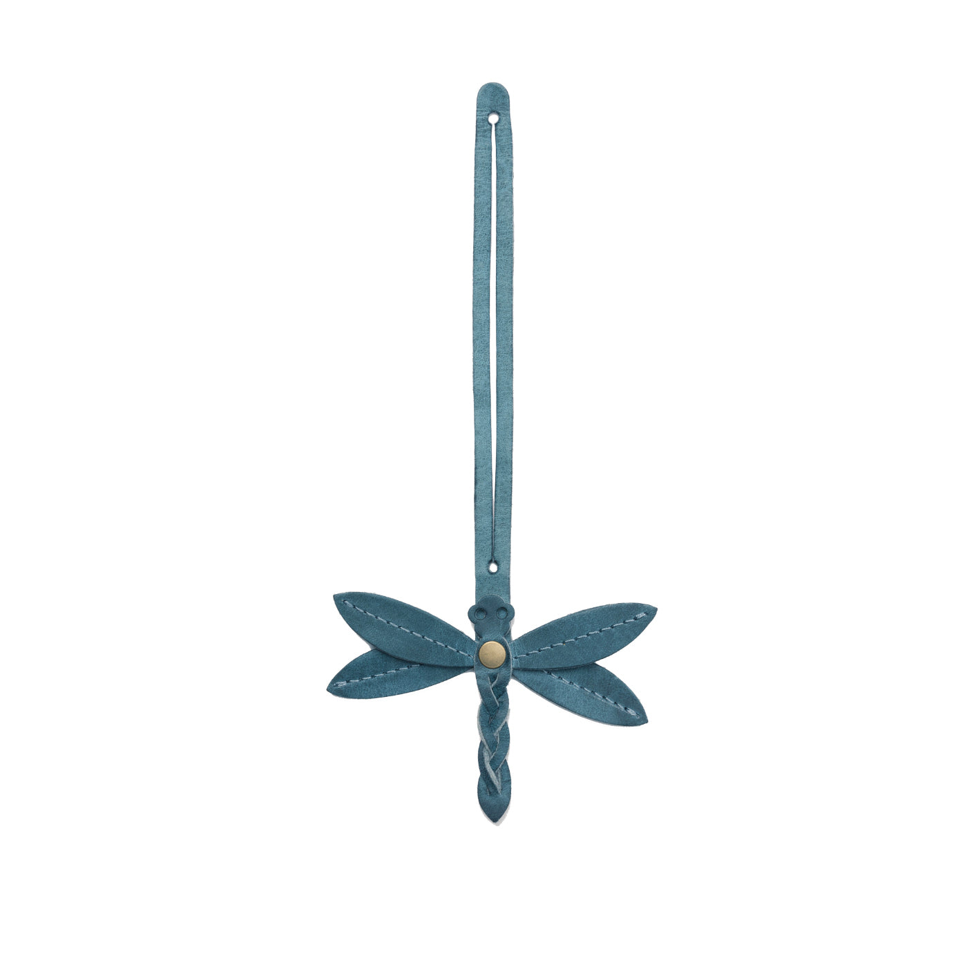 Aqua | Dragonfly shaped leather charm tassel