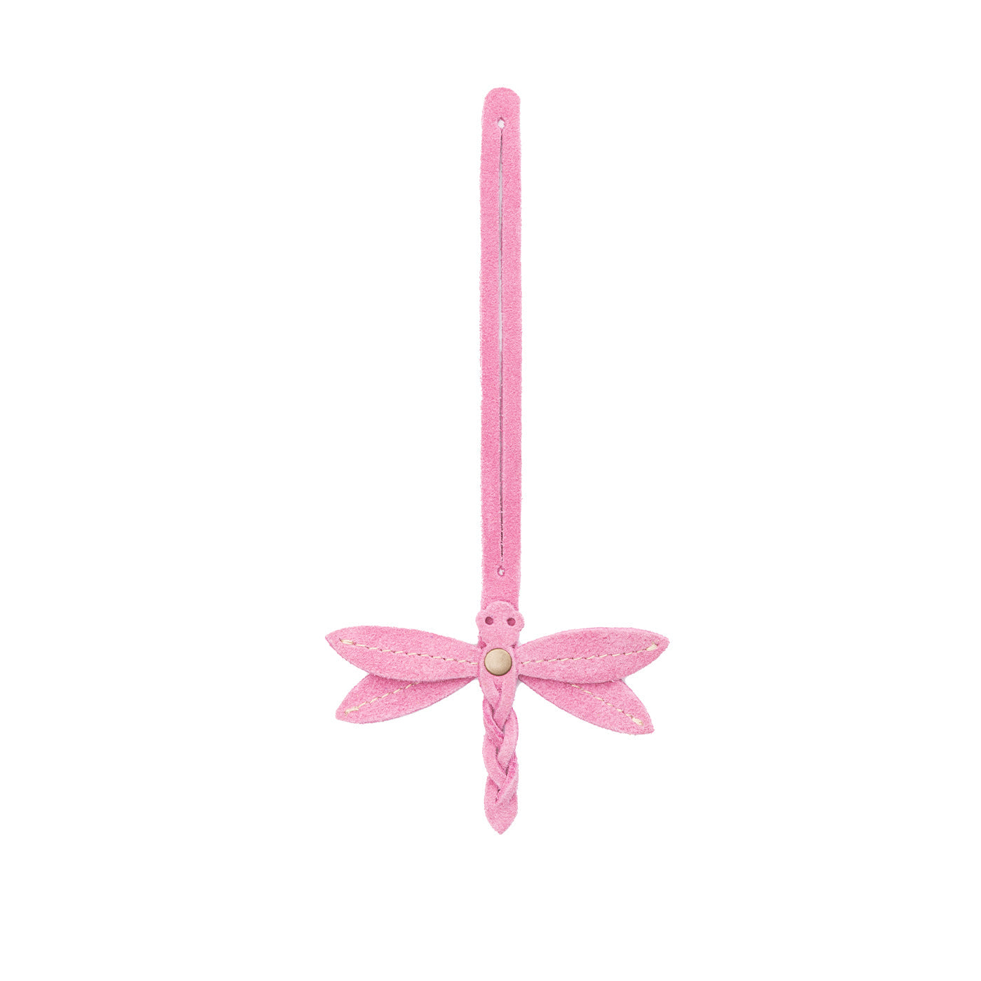 Pink Suede | Dragonfly shaped leather charm tassel