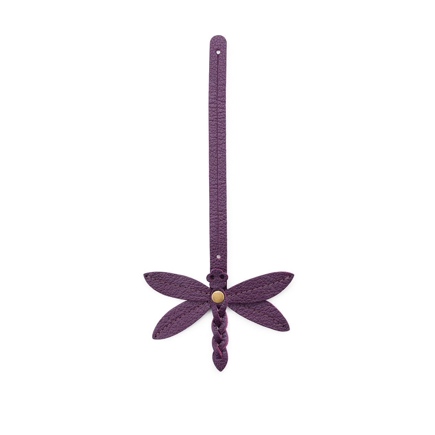 Plum | Dragonfly shaped leather charm tassel