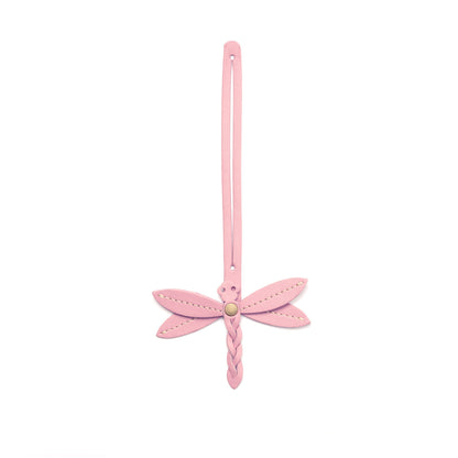 Vintage Pink | Dragonfly shaped leather charm tassel