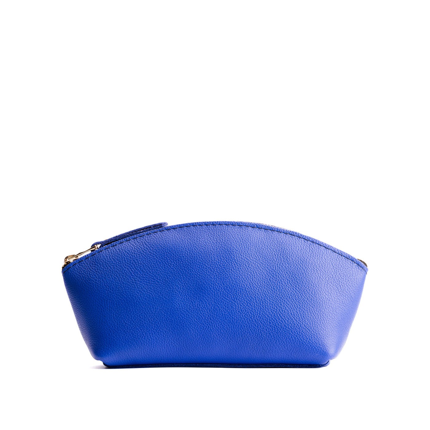 Astro Blue*Eclipse | Spacious leather makeup bag with curved seams and top zipper
