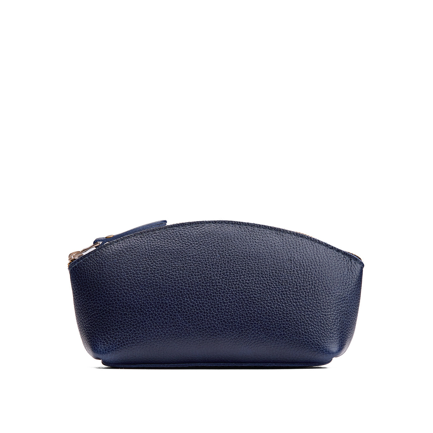Cobalt*Eclipse | Spacious leather makeup bag with curved seams and top zipper