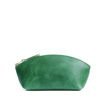 Cowboy Mint*Eclipse | Spacious leather makeup bag with curved seams and top zipper