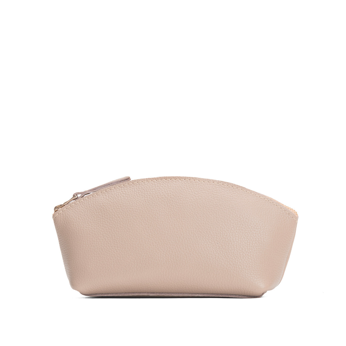 Oatmilk*Eclipse | Spacious leather makeup bag with curved seams and top zipper