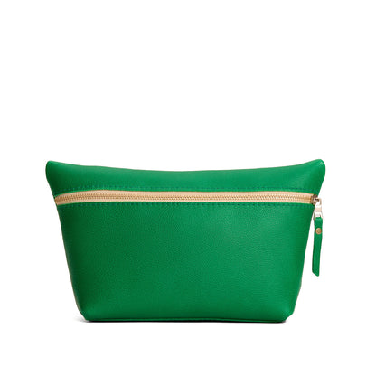 Jolly Green*Extra Large | Large leather makeup bag with zipper