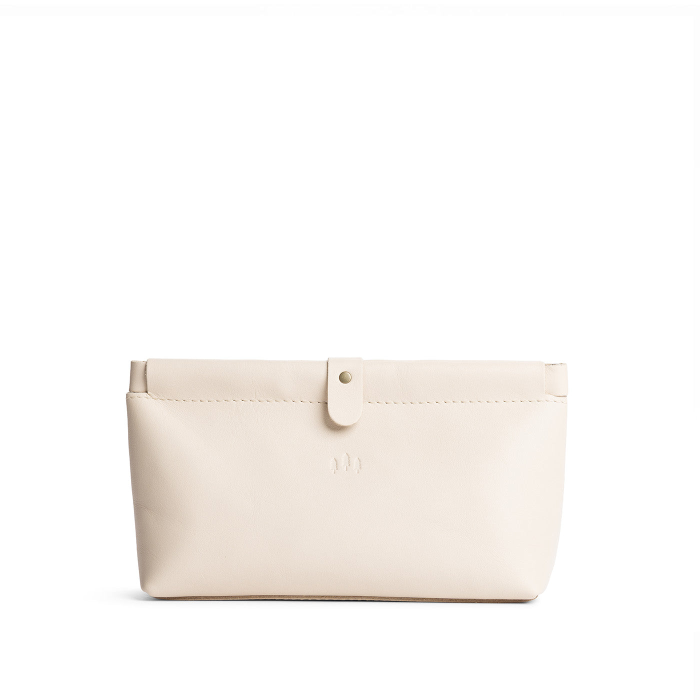 Bone | Leather pouch with frame top closure and leather pull tab